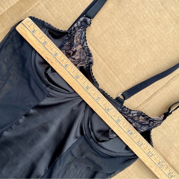 Victoria’s Secret Black Satin & Mesh Corset Garter Belt Size 34B Sexy Lingerie - Picture 10 of 16
